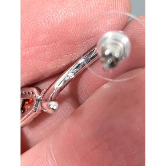 Bomb Party Earrings Simulated Ruby Red Dangle Hoop Earrings Birthstone - Picture 7 of 8